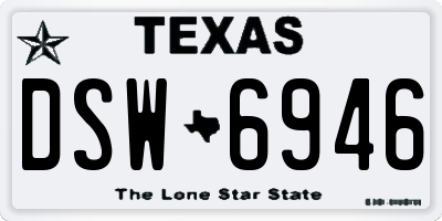 TX license plate DSW6946