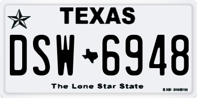 TX license plate DSW6948