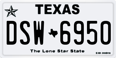 TX license plate DSW6950
