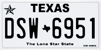 TX license plate DSW6951