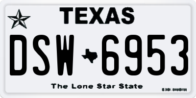 TX license plate DSW6953