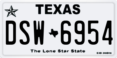 TX license plate DSW6954