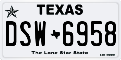 TX license plate DSW6958