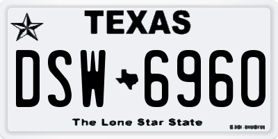 TX license plate DSW6960