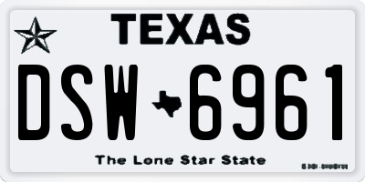 TX license plate DSW6961
