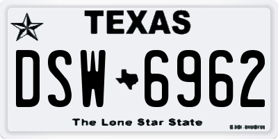 TX license plate DSW6962