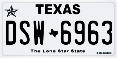 TX license plate DSW6963