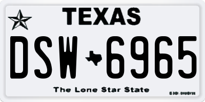 TX license plate DSW6965