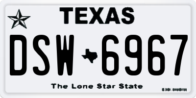 TX license plate DSW6967