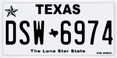 TX license plate DSW6974