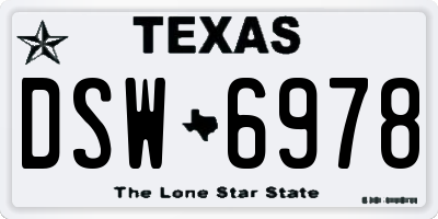TX license plate DSW6978