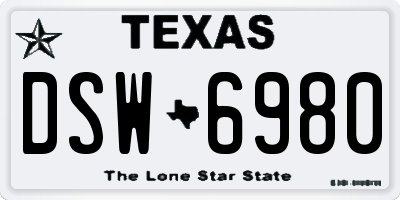 TX license plate DSW6980