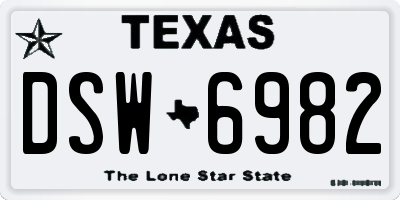 TX license plate DSW6982