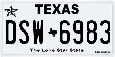 TX license plate DSW6983