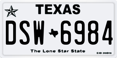 TX license plate DSW6984