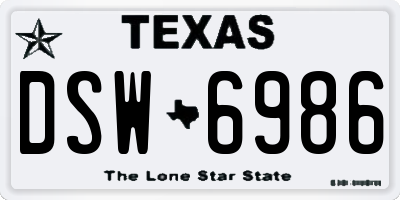 TX license plate DSW6986
