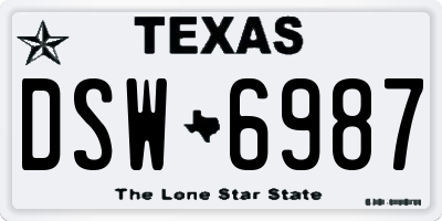 TX license plate DSW6987