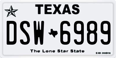 TX license plate DSW6989