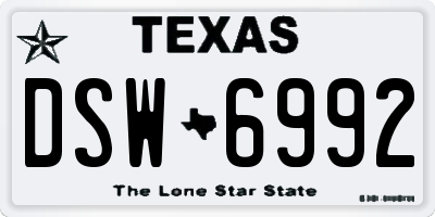 TX license plate DSW6992