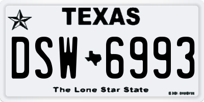 TX license plate DSW6993