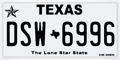 TX license plate DSW6996