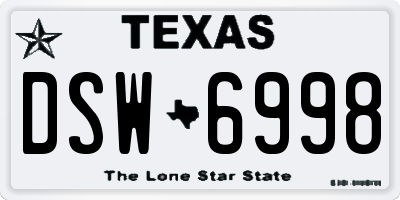 TX license plate DSW6998
