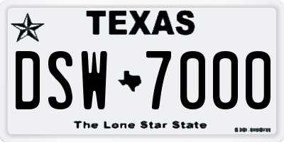 TX license plate DSW7000
