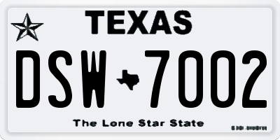 TX license plate DSW7002