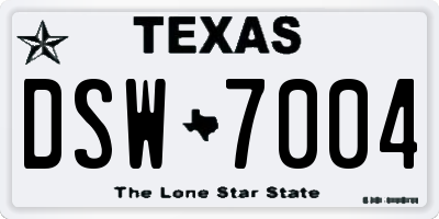 TX license plate DSW7004