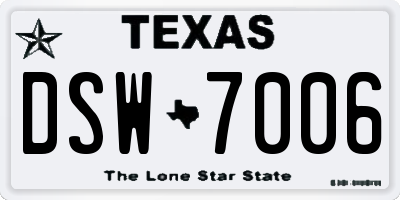 TX license plate DSW7006