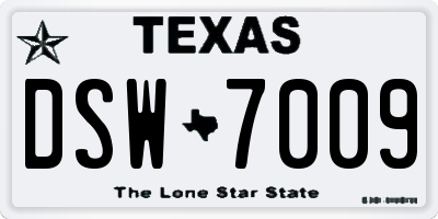 TX license plate DSW7009