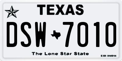 TX license plate DSW7010