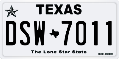 TX license plate DSW7011