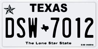 TX license plate DSW7012