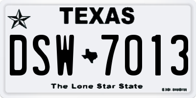 TX license plate DSW7013