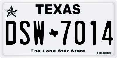 TX license plate DSW7014