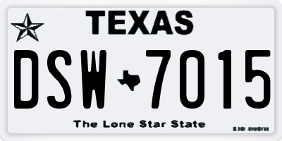 TX license plate DSW7015
