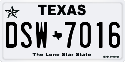TX license plate DSW7016