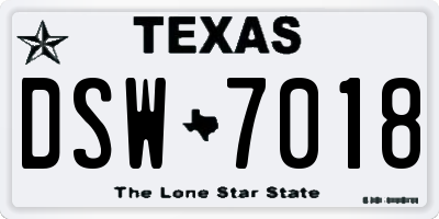 TX license plate DSW7018