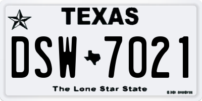 TX license plate DSW7021