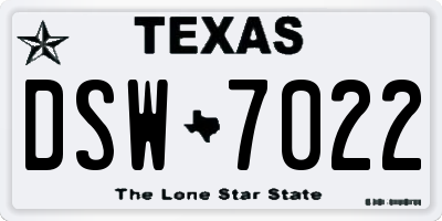 TX license plate DSW7022