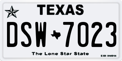 TX license plate DSW7023