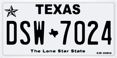 TX license plate DSW7024