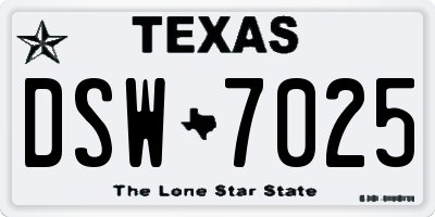 TX license plate DSW7025