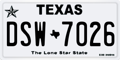 TX license plate DSW7026