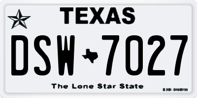 TX license plate DSW7027
