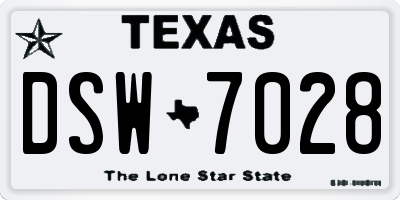 TX license plate DSW7028