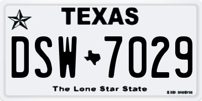 TX license plate DSW7029