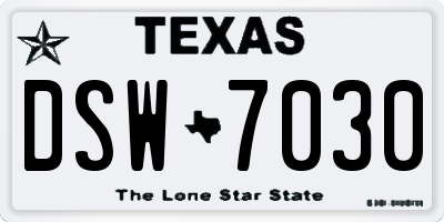 TX license plate DSW7030