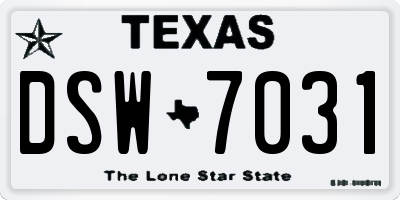 TX license plate DSW7031
